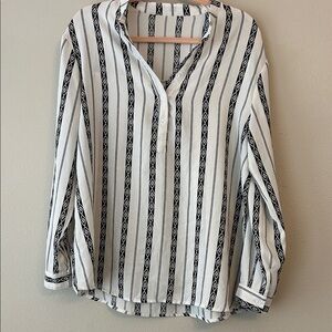 Black and White Striped Women's Top